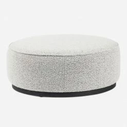 Lulu And Georgia Aldora Round Ottoman Bouclé + Textural Fabric
