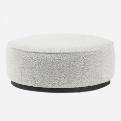 Lulu And Georgia Aldora Round Ottoman Bouclé + Textural Fabric