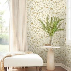 Lulu And Georgia Earth Tones Garden Birds Wallpaper By Rylee + Cru