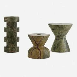 Lulu And Georgia Lopez Candleholders (Set Of 3) By Arteriors Mossy Greens