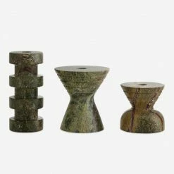 Lulu And Georgia Lopez Candleholders (Set Of 3) By Arteriors Mossy Greens