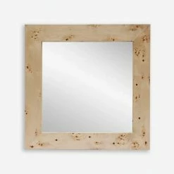 Lulu And Georgia Bree Burl Wood Square Mirror New
