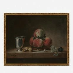 Lulu And Georgia Earth Tones 'Still Life With Peaches, A Silver Goblet, Grapes, And Walnuts' Wall Art By Jean-Simeon Chardin