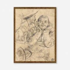 Lulu And Georgia Earth Tones 'Four Studies Of Heads' Wall Art By Annibale Carracci