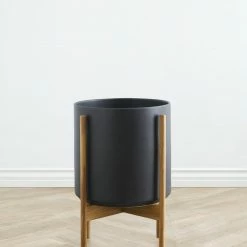 Lulu And Georgia Accessories + Décor LBE Design Ceramic Planter + Teak Stand