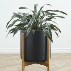 Lulu And Georgia Accessories + Décor LBE Design Ceramic Planter + Teak Stand