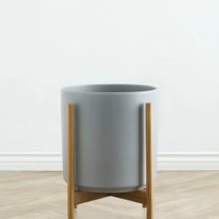 Lulu And Georgia Accessories + Décor LBE Design Ceramic Planter + Teak Stand