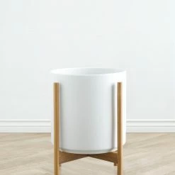 Lulu And Georgia Accessories + Décor LBE Design Ceramic Planter + Teak Stand