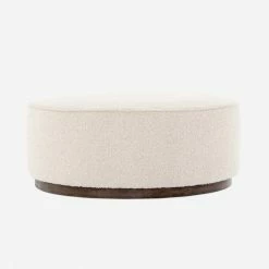 Lulu And Georgia Aldora Round Ottoman Bouclé + Textural Fabric