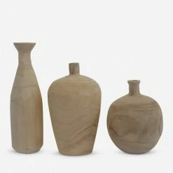 Lulu And Georgia Charlynn Wood Vases (Set Of 3)