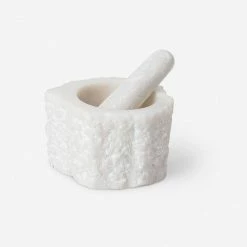 Lulu And Georgia Apuan Mortar + Pestle Curved + Rounded