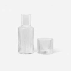 Lulu And Georgia Rian Ripple Bedside Carafe Set Organic Harmony Collection