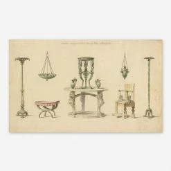 Lulu And Georgia 'Vases, Furniture And Objects Discovered At Herculaneum' Wall Art By Pierre-Adrien Pâris, Original Work Held By The J. Paul Getty Museum